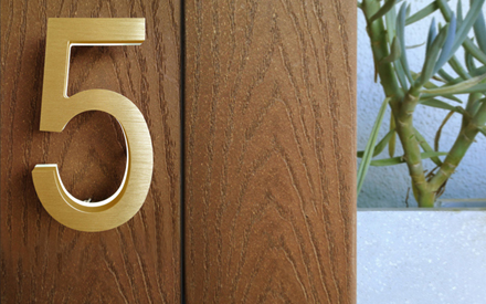 Modern Brass Led House Numbers 5&quot; by Luxello LED Signage