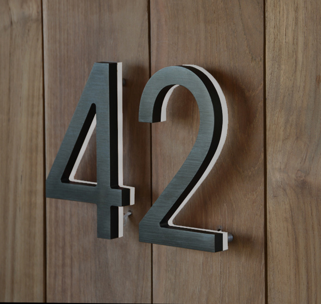 Modern Bronze House Numbers Illuminated by Luxello LED Signage Modern Bronze House Numbers Illuminated by Luxello LED Signage