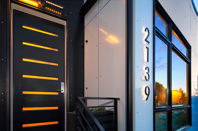 Modern Bronze House Numbers Illuminated by Luxello LED Signage Modern Bronze House Numbers Illuminated by Luxello LED Signage