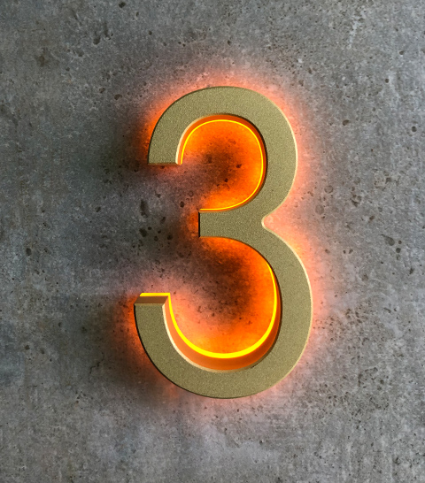 3&quot; Backlit Outdoor LED House Numbers by Luxello LED Signage